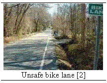 Text Box:   Unsafe bike lane [2] 